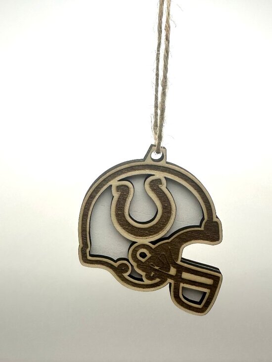 Indianapolis Colts Ornament | Laser Engraved Layered Design | Wood - Picture 1 of 3
